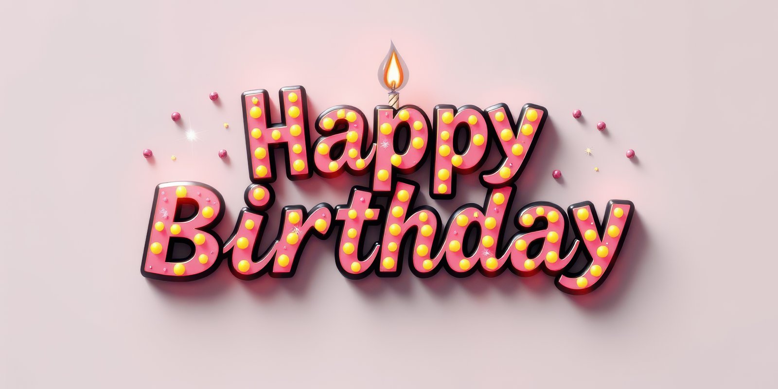 Festive birthday greeting with colorful lights and candle perfect for celebrations